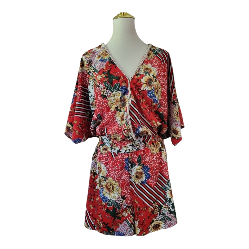 💕Umgee Stripe Floral Romper Size 2XL New